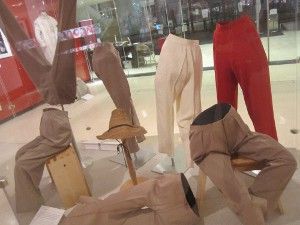 A selection of Hepburn's trousers at the start of the exhibition