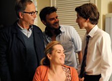 François Ozon on the set with Fabrice Luchini, Ernst Umhauer and Emmanuelle Seigner