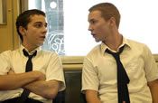Martin Compston as Mike, right, with Shia LaBeouf as the young Dito