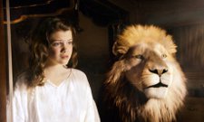 Georgie Henley and Aslan, voiced by Liam Neeson