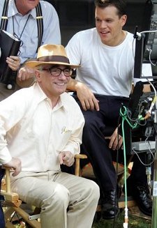 Martin Scorsese and Matt Damon on the set of The Departed