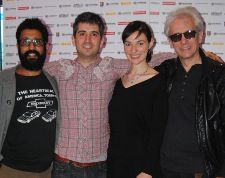 Stranger Things' actor Adeel Akhtar, co-directors Ron Eyal and Eleanor Burke with Raindance festival director Elliot Grove