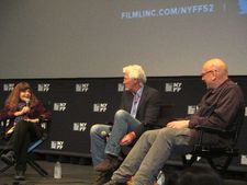 New York Film Festival selection committee member Amy Taubin with Richard Gere and Oren Moverman