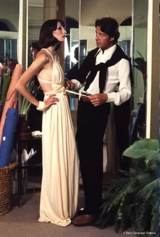 Halston with Anjelica Huston, one of his Halstonettes