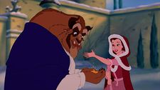 Beast (voiced by Robby Benson) with Belle (voiced by Paige O'Hara) in Disney’s Beauty And The Beast, directed by Gary Trousdale and Kirk Wise