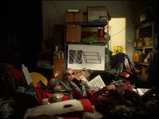 Bettina Grossman inside her Chelsea Hotel apartment