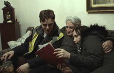 Vic (Chris Galust) with his grandfather (Arkady Basin) and sister Sasha (Darya Ekamasova)