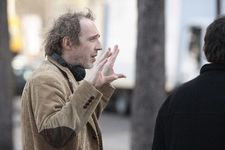 Arnaud Desplechin on the set: "I love when Jimmy is looking at Lincoln looking at the grave." 