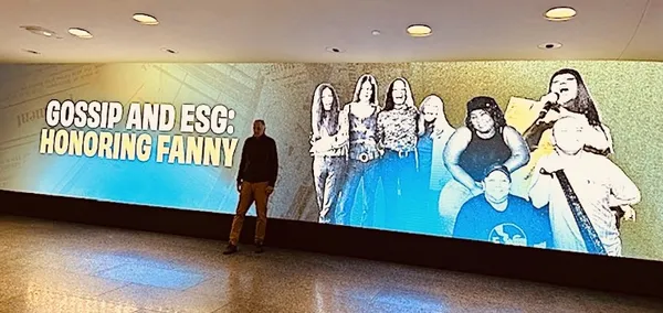Ed Bahlman in the David Geffen Hall lobby at the American Songbook Tribute Gossip and ESG: Honoring Fanny