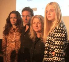 Alessandro Nivola with Alice Englert, Ginger and Rosa director Sally Potter and Elle Fanning at the 50th New York Film Festival