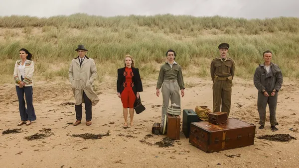 Left to right: Ronnie Ancona, Ben Bela Böhm, Natalie Quarry, Ollie Maddigan, John McCrae and Jack Bandeira in Think Of England. Poppy O'Hagan: 'We had the last week and a half on Anglesey and that was intense because shooting on an island you're so exposed to the elements and the weather changes hourly'
