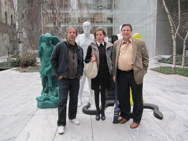 Pablo Giorgelli, Anne-Katrin Titze and New York Film Festival director Richard Peña, became for a moment part of Katharina Fritsch's Figurengruppe (Group of Figures) in MoMA's sculpture garden.