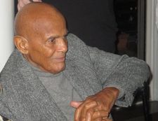 Harry Belafonte at Michael Moore's holiday celebration in December, 2015