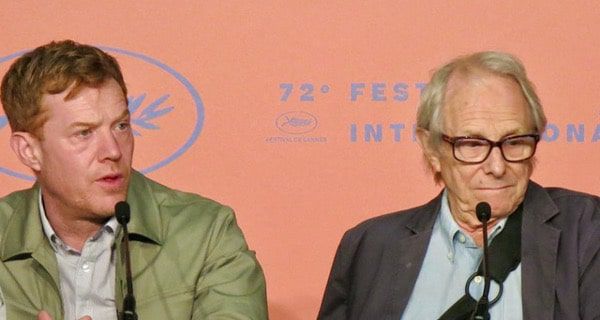 Actor Kris Hitchen and director Ken Loach at the Cannes Film Festival for the world premiere of Sorry We Missed You