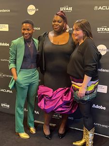 From left to right: Adura Onashile, Déborah Lukumuena and Girl producer Ciara Barry at Sundance