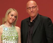 Jena Malone from Hunger Games and director Oren Moverman on stage at the opening of the 50th Edition of the Karlovy Vary International Film Festival.