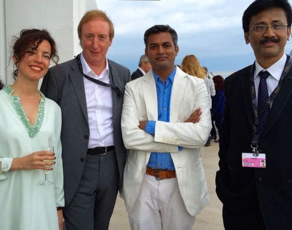 Part of the Fipresci jury in Cannes who announced their awards today (23 May) - from left Muge Turan from Turkey, Richard Mowe (from UK), awarding Indian director of Masaan Neeraj Ghaywan and journalist and critic Bitopan Borborah from India.