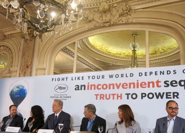 Al Gore and filmmakers talk to the press about climate change in Cannes