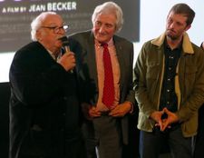 On stage at the opening of the Unifrance Rendez-vous with French Cinema: director Jean Becker, writer Jean-Loup Dabadie and actor Nicolas Duvauchelle