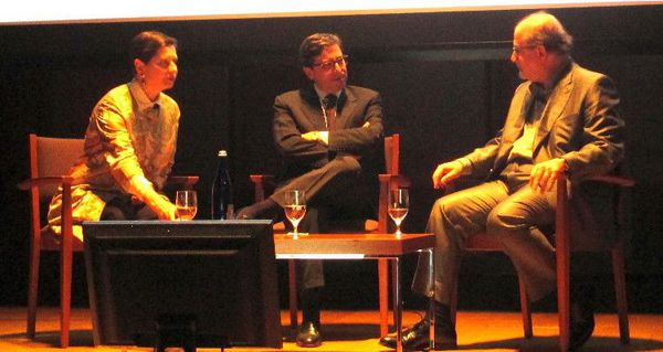 Isabella Rossellini and Salman Rushdie with Antonio Monda.