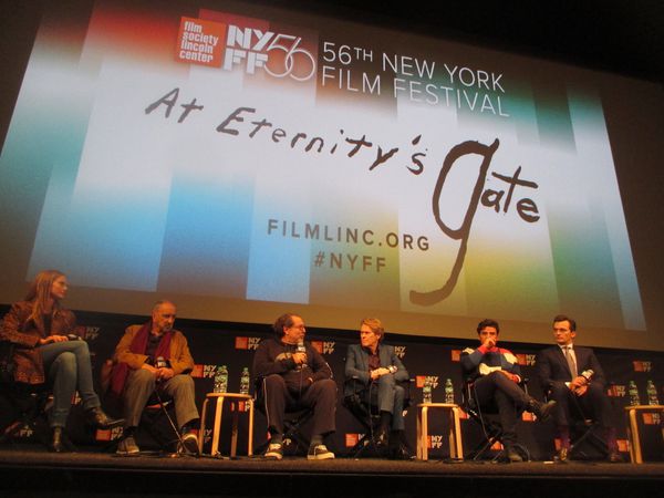 At Eternity's Gate with Louise Kugelberg, Jean-Claude Carrière, Julian Schnabel, Willem Dafoe, Oscar Isaac, and Rupert Friend at the 56th New York Film Festival