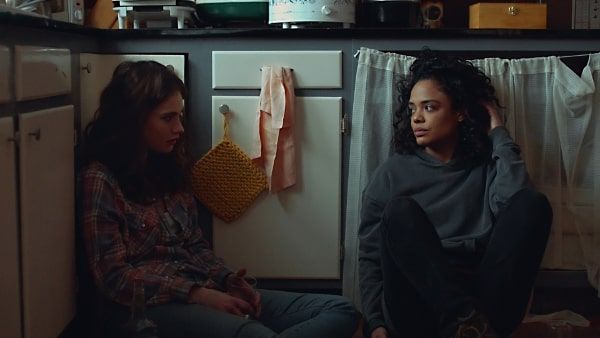 Lily James as Deb and Tessa Thompson as Ollie in Little Woods