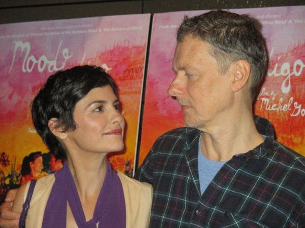 Mood Indigo's Audrey Tautou with Michel Gondry at the Tribeca Grand Hotel premiere: "I like the bell. The doorbell that is like an insect."