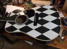 The Harlequin pattern on the Paterson guitar by Cindy Hulej