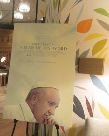 ‪Pope Francis: A Man Of His Word‬ poster at The Whitby Hotel in New York