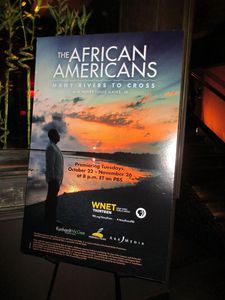 The African Americans: Many Rivers To Cross poster at TAO afterparty in New York