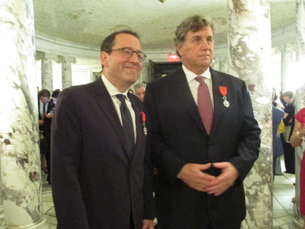 Sony Pictures Classics founders Michael Barker and Tom Bernard - Chevalier of the Legion of Honor insignia at the Cultural Services of the French Embassy in New York.