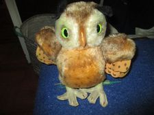 Anne-Katrin Titze's Steiff owl at home without Whit Stillman's glasses: "I just love their stuffed animals. This is a huge one."