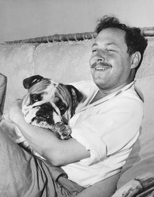 Tennessee Williams with one of his bulldogs