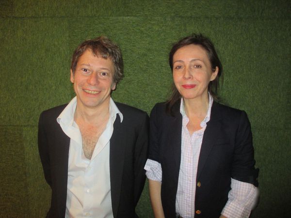 The Blue Room director Mathieu Amalric with Anne-Katrin Titze: "What is incredible is that, yes, the bee is in [George Simenon's] novel on the belly."