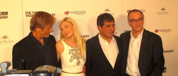 Viggo Mortensen, Kirsten Dunst, director of The Two Faces of January, Hossein Amini, with Magnolia Pictures co-president Eamonn Bowles at the New York premiere