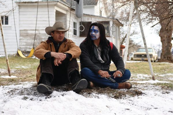 Jeremy Renner and Gil Birmingham in Wind River - an FBI agent teams with the town's veteran game tracker to investigate a murder that occurred on a Native American reservation. 