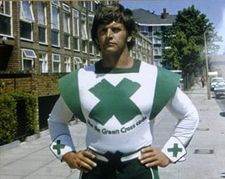 Dave Prowse as the Green Cross Code man