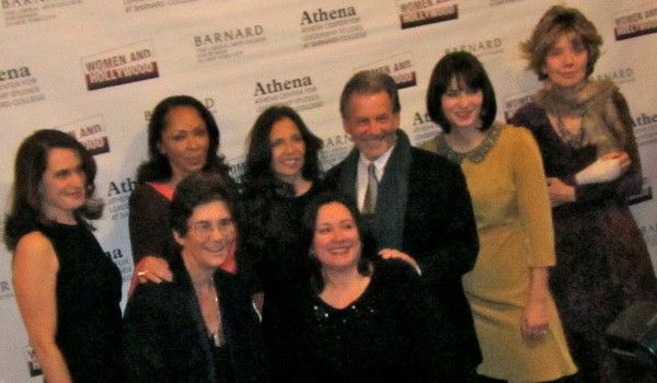 <b>Back row: Debora Spar, president of Barnard College, co-chairs Debra Martin Chase, Diane Levin, Jon Levin and Diablo Cody, Athena Award recipient Molly Haskell; Front row: Co-founders of the Athena Film Festival, Kathryn Kolbert, Melissa Silverstein</b><em> Photo: Anne-Katrin Titze