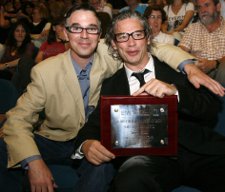 Charlie Creed-Miles and Dexter Fletcher with their Euskatel Youth Award at San Sebastian Film Festival