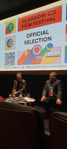 Amerikatski director/writer/star Michael A Goorjian with the Glasgow Film Festival's Allan Hunter