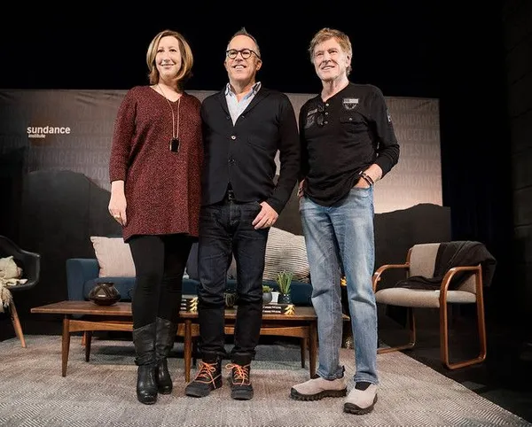 John Cooper, centre, with Keri Putnam and festival founder Robert Redford
