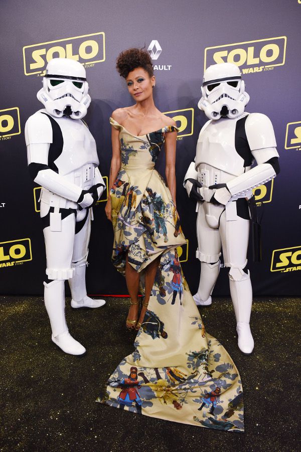 Thandie Newton in her Vivienne Westwood Couture gown at the after party at Carlton Beach