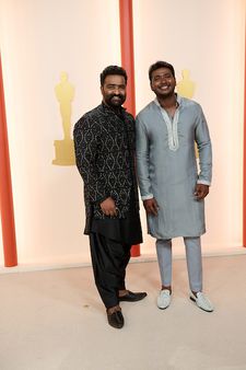 Kaala Bhairava and Rahul Sipligunj arrive on the red carpet of the 95th Oscars® at the Dolby® Theatre at Ovation Hollywood on Sunday, March 12, 2023.