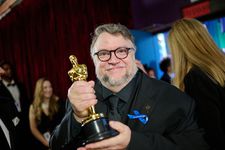 Guillermo del Toro poses backstage with the Oscar® for Animated Feature Film during the live ABC telecast of the 95th Oscars® at Dolby® Theatre at Ovation Hollywood on Sunday, March 12, 2023