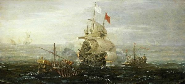 A French Ship And Barbary Pirates by Aert Anthoniszoon