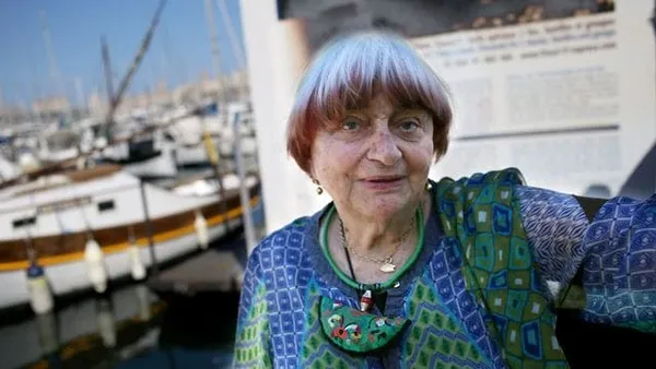 Faces Places/Visages villages co-director Agnès Varda at the Blum & Poe press preview for her exhibition of video installations, photography, and sculpture organised with Olivier Renaud-Clément in New York