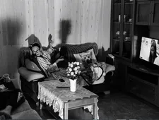 Amalia Ulman on Ale Ulman on the couch with the Holga cat pillow: “I didn’t want to fly her to Spain for the shoot. So we reference her throughout.”