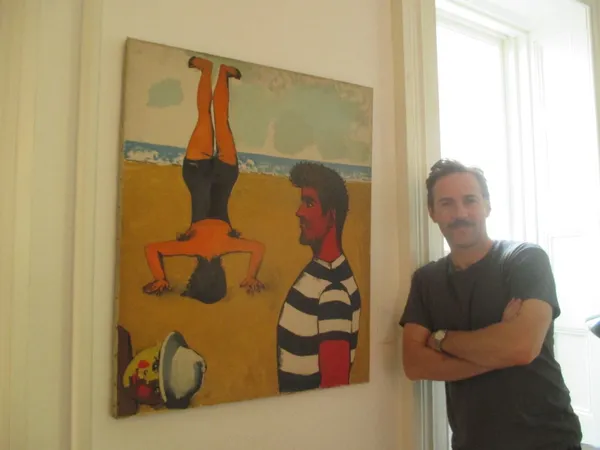 Alessandro Nivola with Costantino Nivola's painting