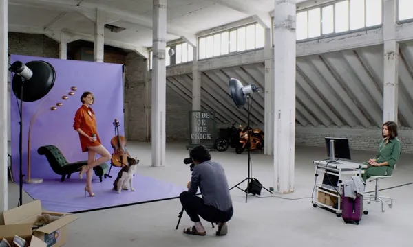 Alexandra Sagurna, Hyun Wanner, and Nadine Dubois in Alison Kuhn’s Fluffy Tales: “We wanted a production design (by Lucia Eifler) that was a little bit abstract but not as abstract that it would seem like a Wes Anderson movie …”