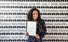 Director Ana Katz with her Fipresci jury award at Karlovy Vary
